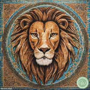Cuadro mosaico de un león en formato cuadrado 